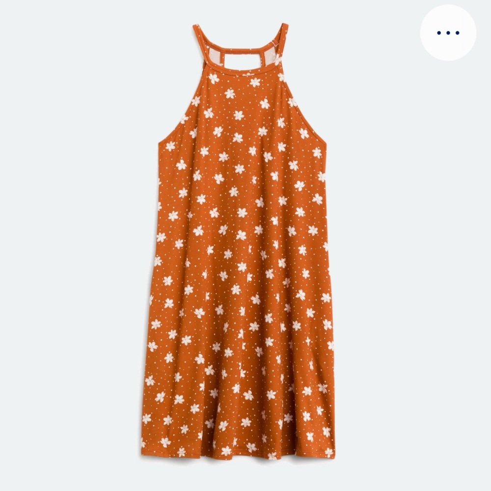 Orange Floral Sleeveless Dress
